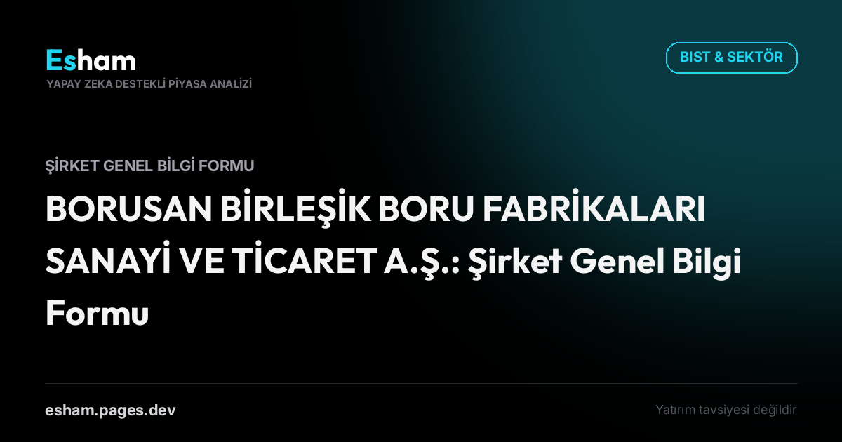 BORUSAN BİRLEŞİK BORU FABRİKALARI SANAYİ VE TİCARET A.Ş.: Şirket Genel Bilgi Formu