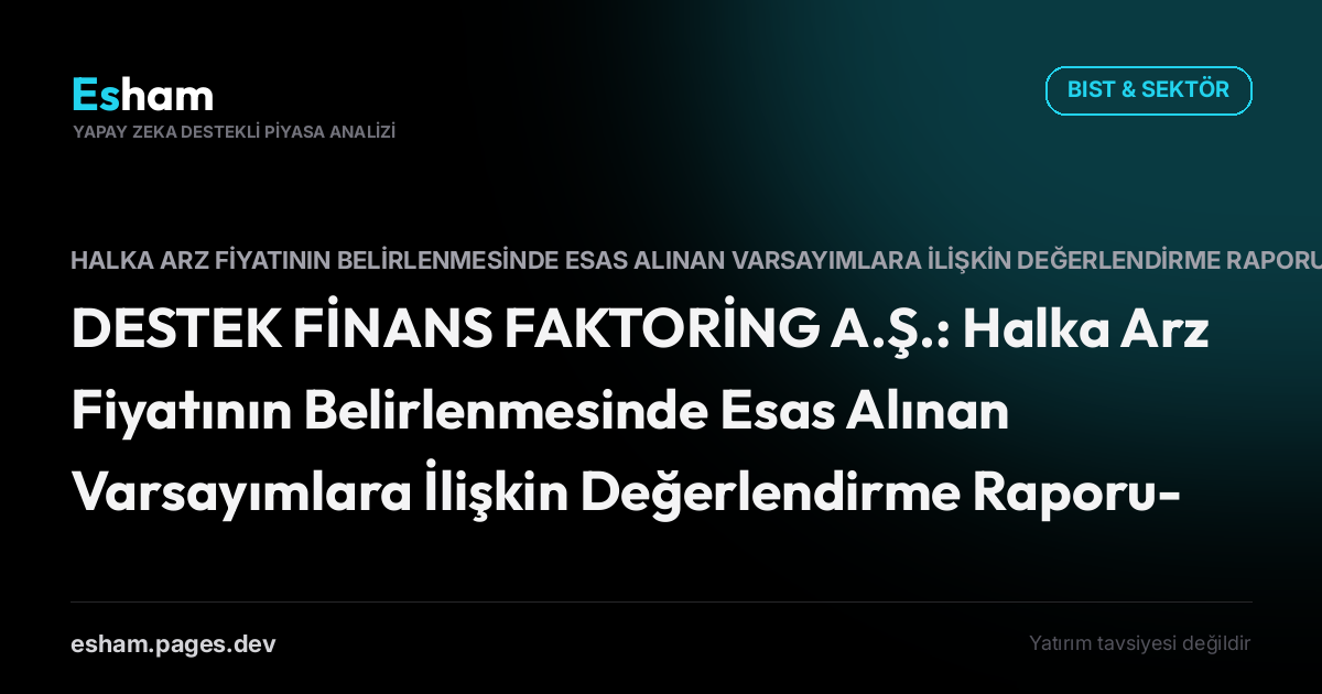 DESTEK FİNANS FAKTORİNG A.Ş.: Halka Arz Fiyatının Belirlenmesinde Esas Alınan Varsayımlara İlişkin Değerlendirme Raporu-7