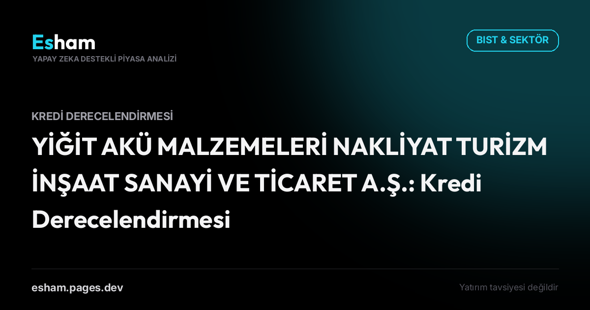 YİĞİT AKÜ MALZEMELERİ NAKLİYAT TURİZM İNŞAAT SANAYİ VE TİCARET A.Ş.: Kredi Derecelendirmesi